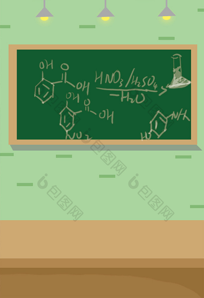 卡通漫画化学教室插画背景