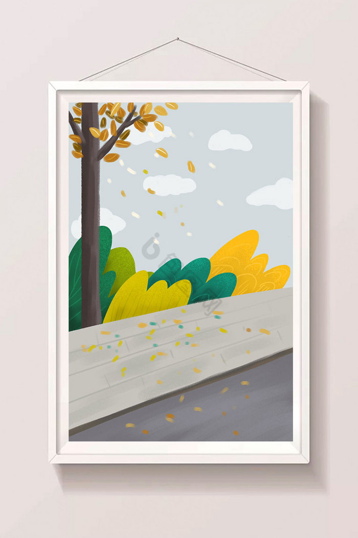 秋季风景公路插画图片