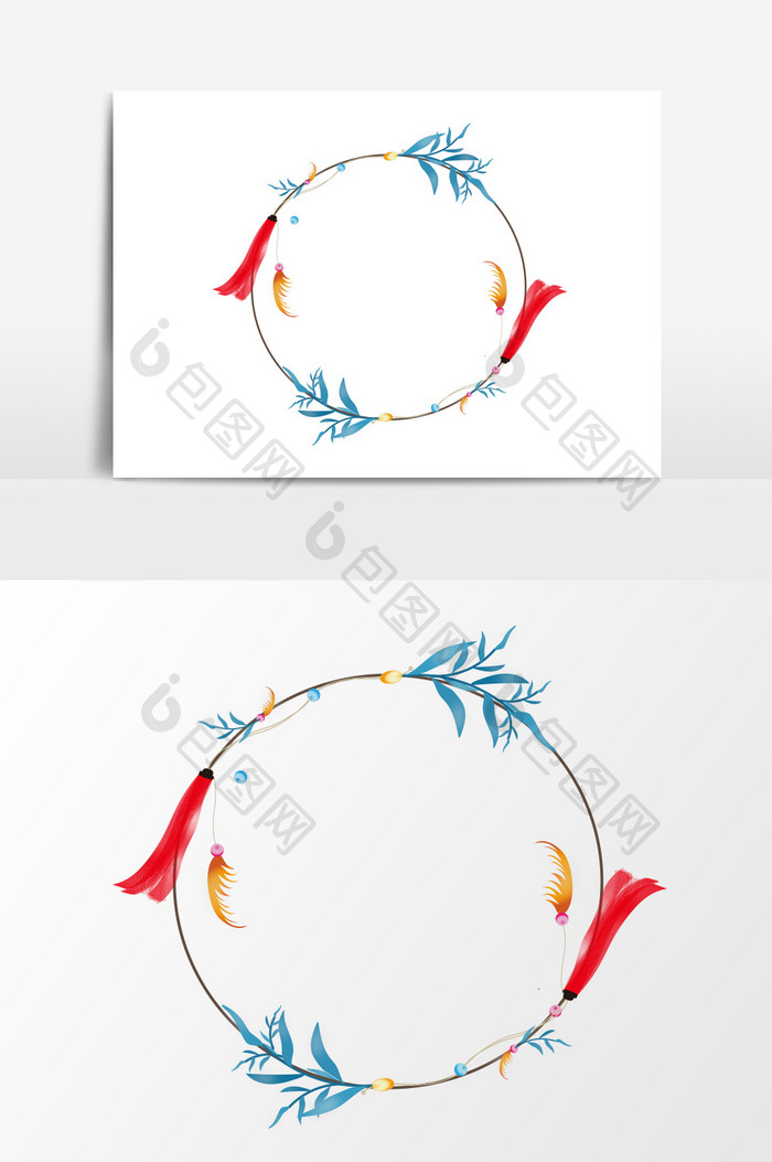 手绘花环婚礼设计元素