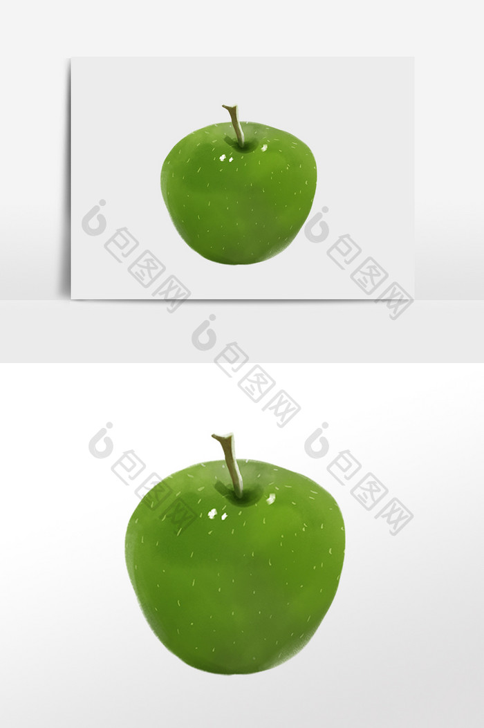 小清新写实水果苹果青苹果插画元素