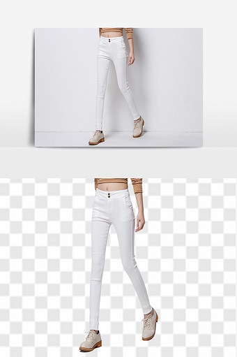 白色时尚小脚裤psd素材图片