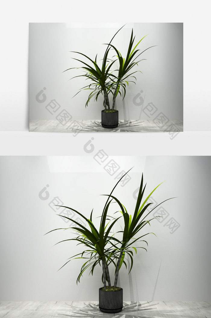 室内绿色景观植物3D模型