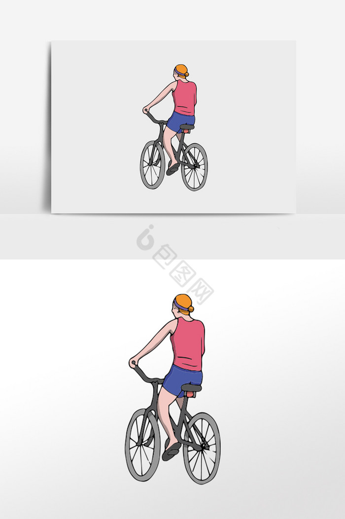 骑车户外活动男生插画图片