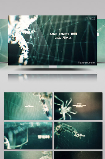 蜘蛛网电影恐怖片标题开场动画片头AE模板图片