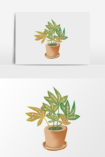 水彩植物花盆盆栽图片