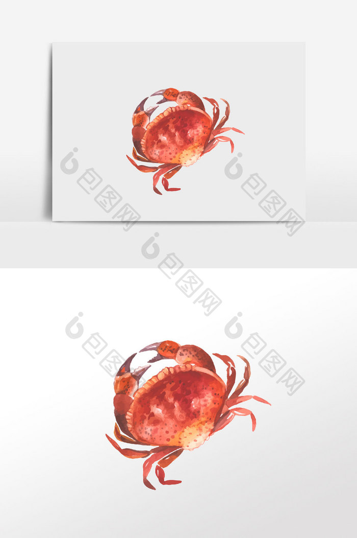 手绘水彩海鲜螃蟹元素