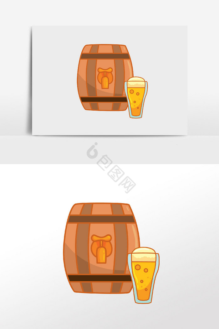 啤酒桶啤酒插画图片