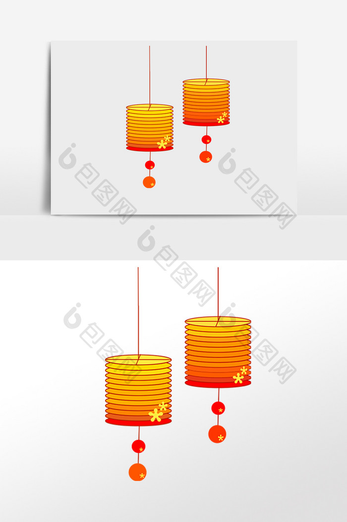 手绘中秋灯笼挂件素材