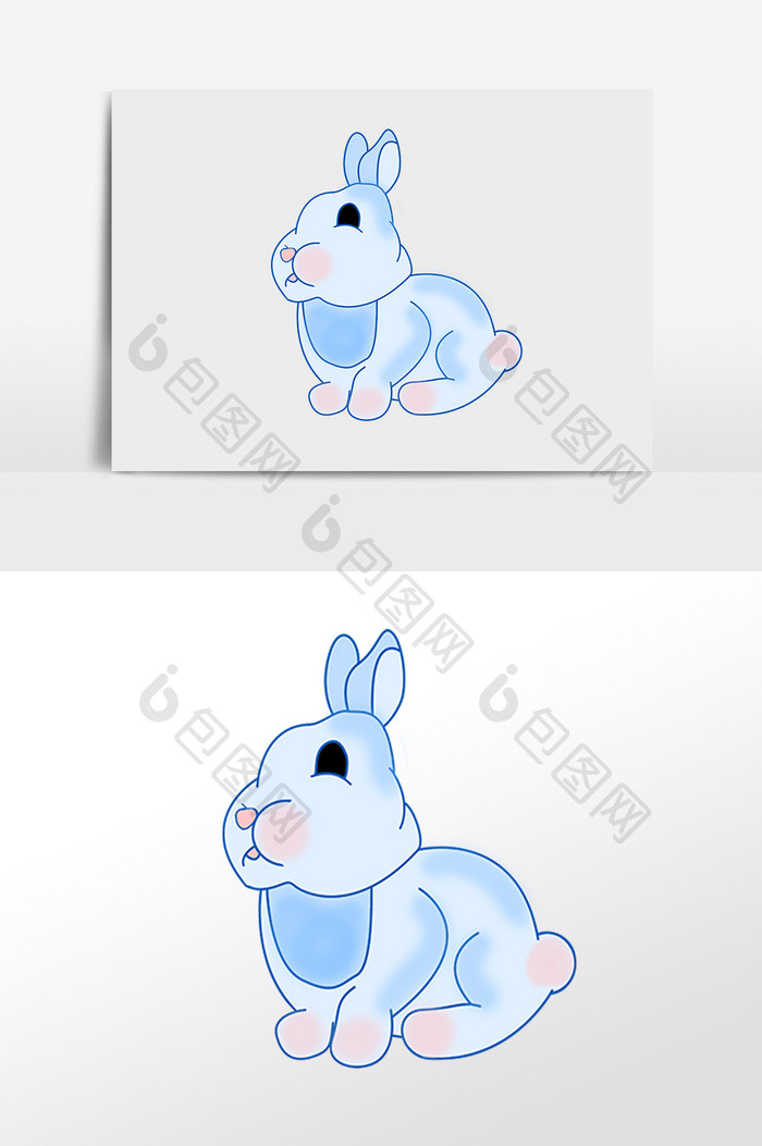 手绘中秋兔子插画元素