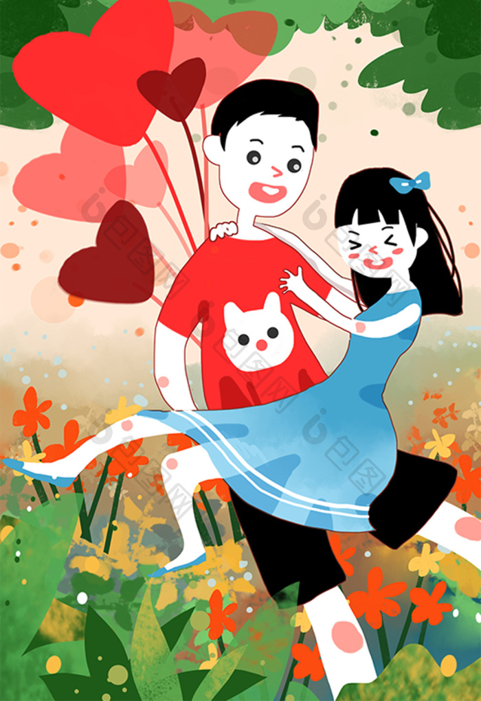 七夕情人节浪漫公主抱插画图片-包图网