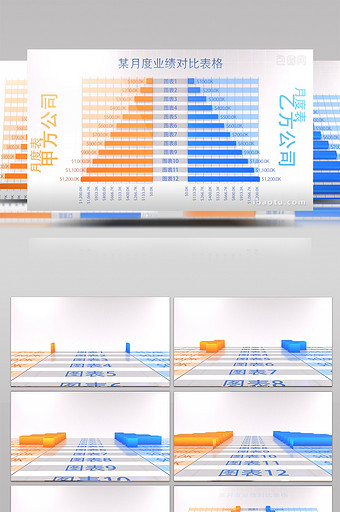 三维数据图表对比图展示AE模板图片