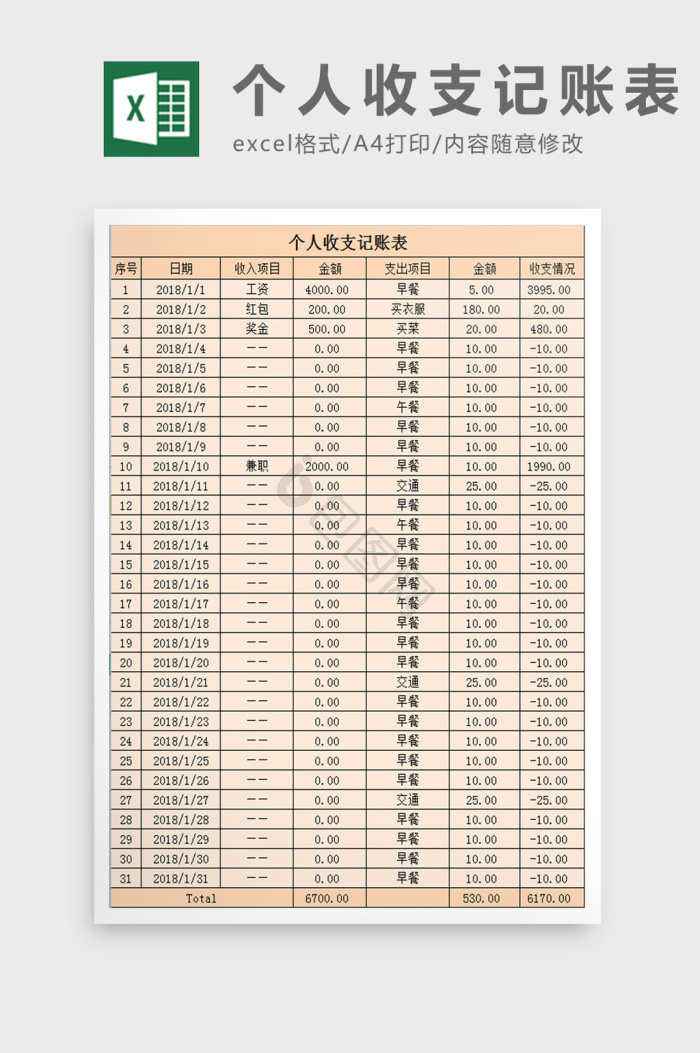 记账表excel模板大全-记账表excel模板图片-包图网