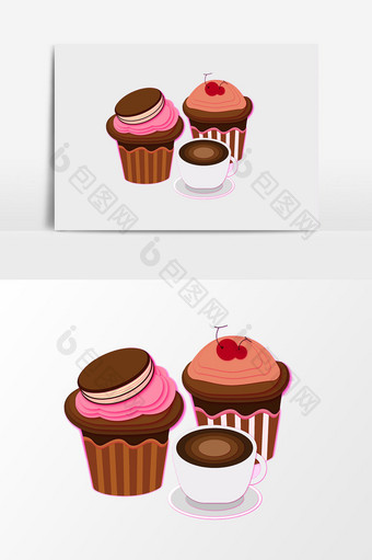蛋糕剪纸插画元素设计图片