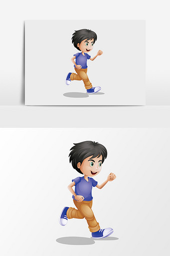 卡通时尚矢量跑步男孩图片