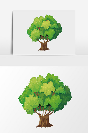 矢量卡通绿色大树图片