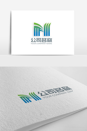 时尚条纹N字母logo标志