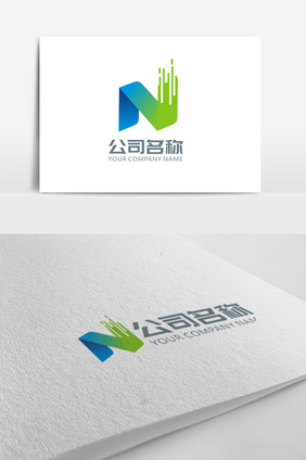 简洁时尚通用N字母logo标志