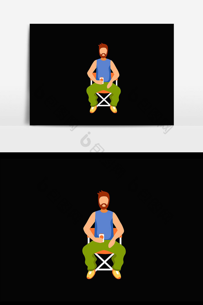 男子椅子插画元素设计