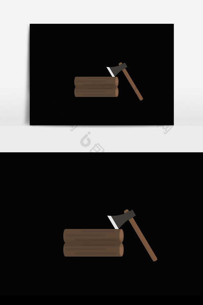 斧子木头插画元素设计