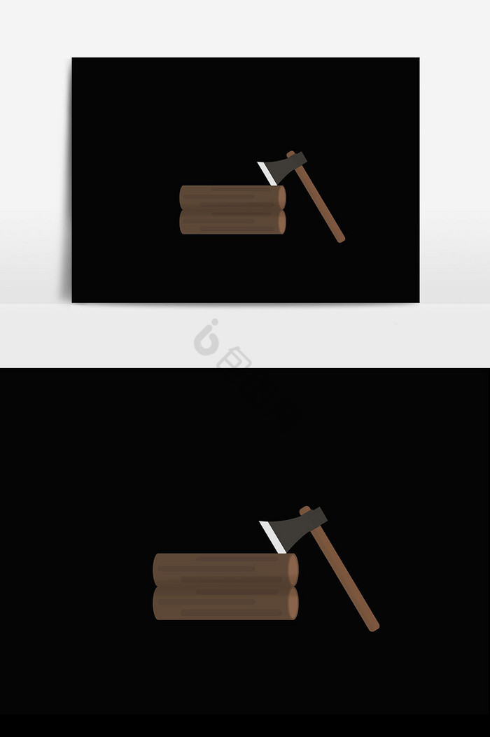 斧子木头插画图片