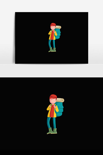 男子背包旅行插画设计图片