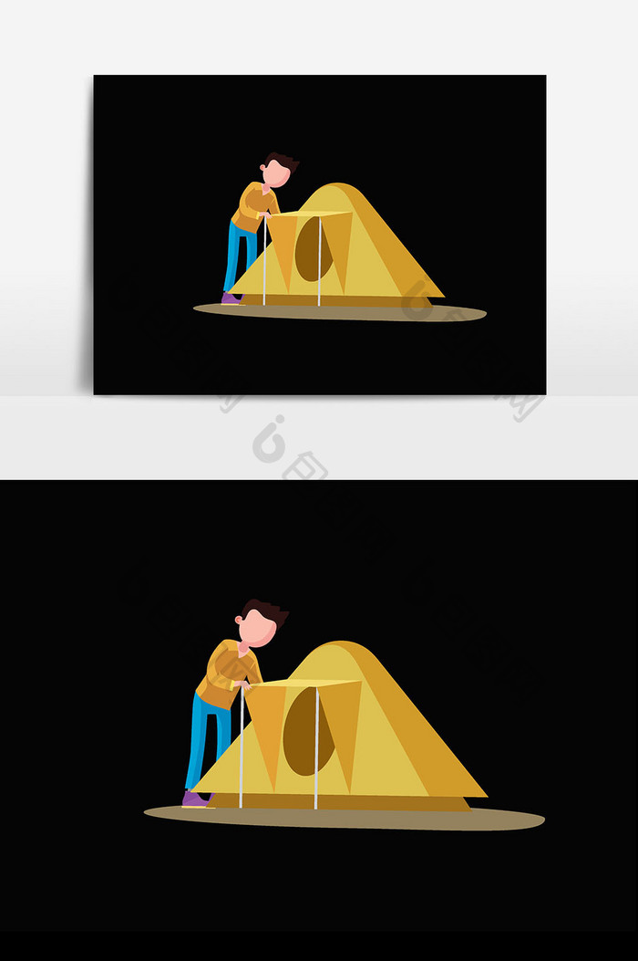 男子帐篷插画设计