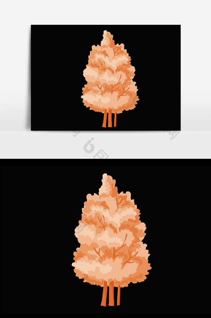 粉色植物树木插画元素设计