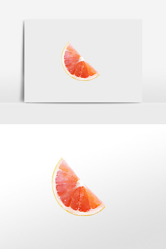 水彩手绘水果素材一块西柚图片