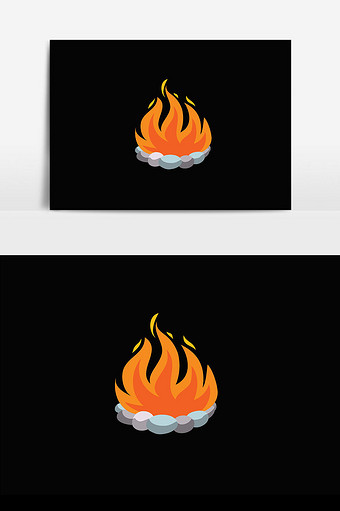 木材火焰插画元素图片