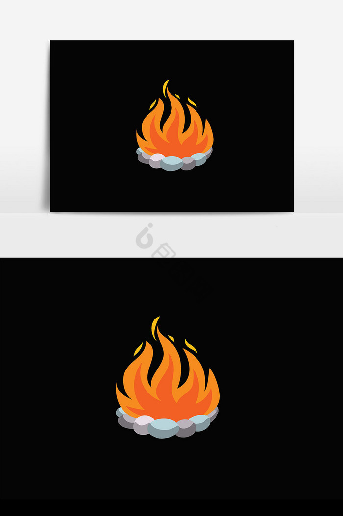 木材火焰插画图片