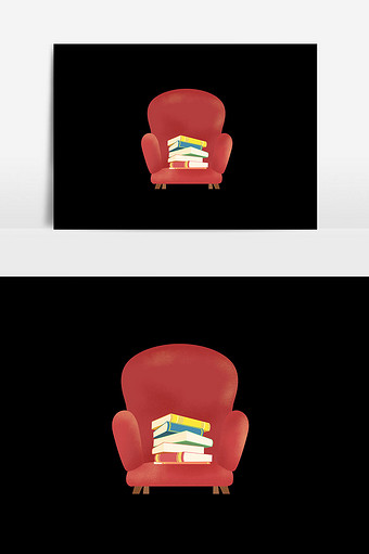 红色沙发简单插画图片