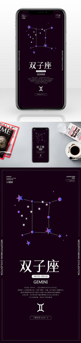 高端双子座手机海报
