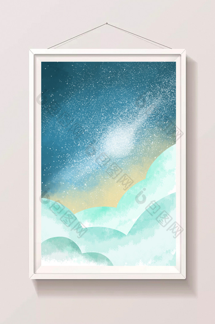 浪漫梦幻唯美清新星空插画背景