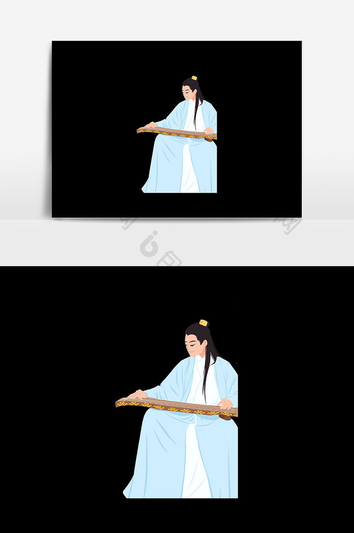 古代男子抚琴图片
