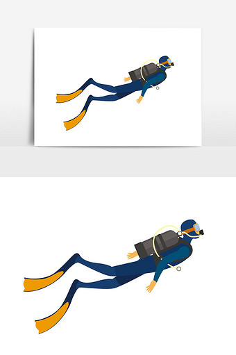 潜水运动员人物插画图片
