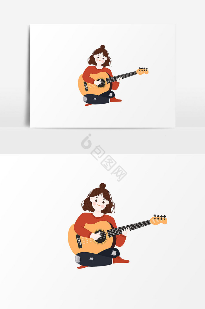 吉他人物插画图片