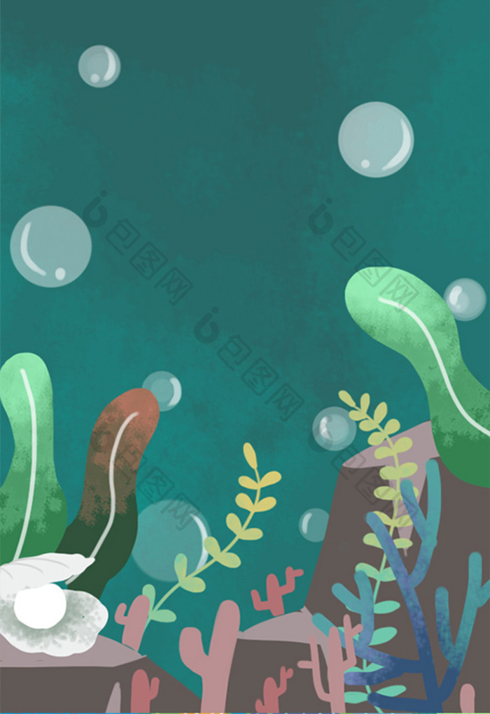 深海海底珊瑚风景水底海报背景