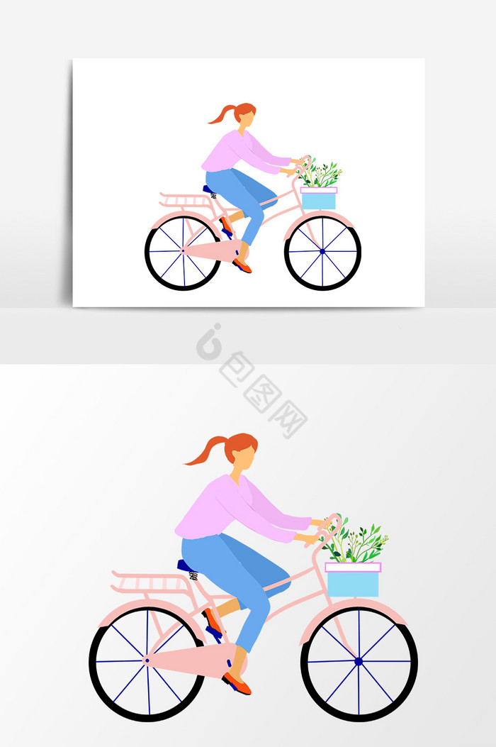 女孩骑单车图片