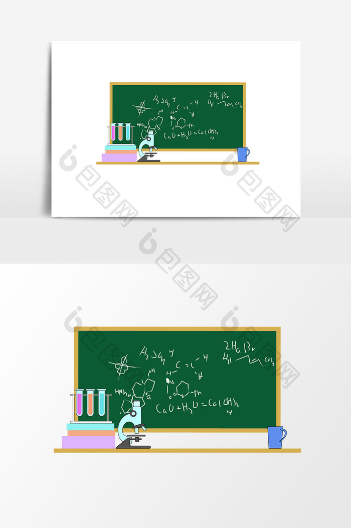 手绘卡通扁平黑板元素