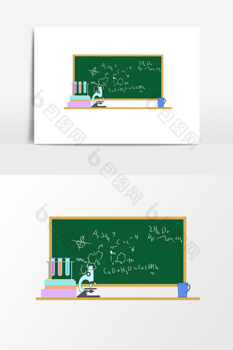 手绘卡通扁平黑板元素图片
