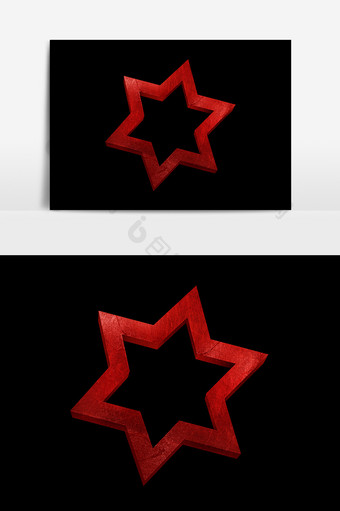 红色六角星设计元素图片