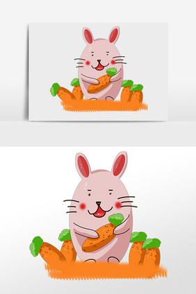 动画兔子插画元素