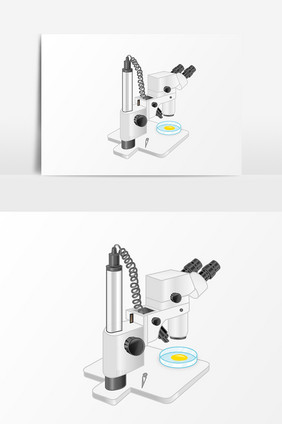 手绘卡通显微镜元素