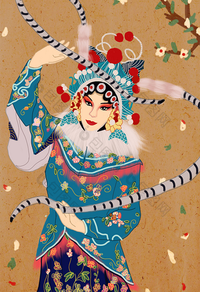 中国风传统文化戏曲人物戏舞插画