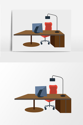 扁平化电脑桌插画设计图片