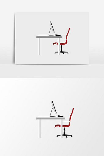 电脑桌插画元素设计图片