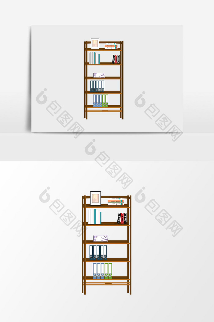书架插画元素设计