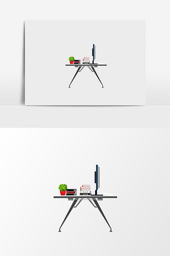 扁平化电脑桌插画元素图片