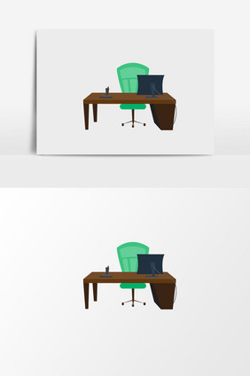 办公桌插画元素设计