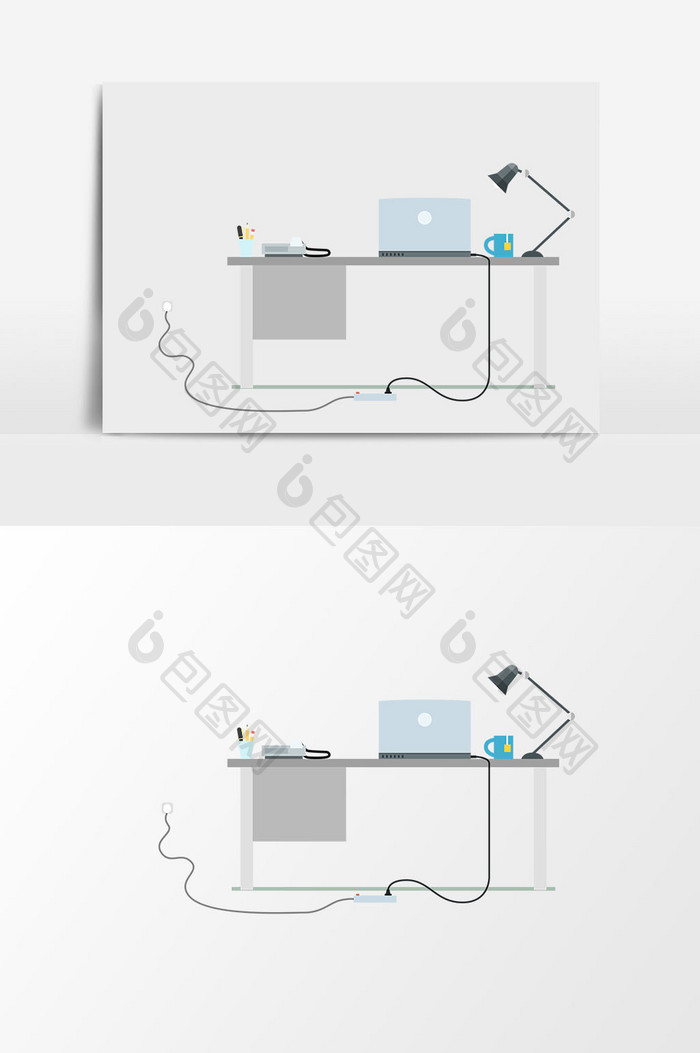 电脑桌子插画元素